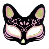 Siyah Renk Süet Kaplama Üzeri Sarı Pembe Simli Kedi Maskesi 17x14 cm