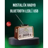 Taşınabilir Nostalji Radyo Bluetooth USB AUX Girişli
