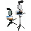 Telefon Tutucu Led Işıklı Kumandalı Mikrofon Telefon Vlog Video Kayıt