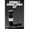 Termos Seti Paslanmaz Çelik 3 Bardaklı Vakumlu Termos Set 500 Ml 12 Saate Kadar Isı Koruma