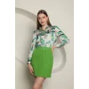 Triko Kadın Pileli Etek-Yeşil