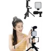 Tripod Telefon Tutucu Kumandalı Mikrofon Led Işık Vlog Video Kayıt