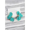 Turkuaz Mineli Lotus Model Pirinç Kadın Küpe