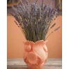 Turuncu Çiçek Desenli 3D Dekoratif Vazo Modern Masaüstü Aksesuar