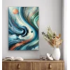 Turuncu Yeşil Mavi Soyut Kanvas Tablo 70x100cm