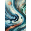 Turuncu Yeşil Mavi Soyut Kanvas Tablo 70x100cm