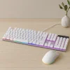 USB Kablolu Oyuncu Klavye ve Mouse Seti - Beyaz RGB