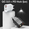 USLİON 20W USB QC3.0 Şarj PD3.0 Hızlı Şarj Aleti Şarj Başlık-(5775)