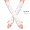 Uzun Zarif Dantel Eldiven Parmaksız Beyaz