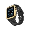 Apple Watch 42mm Uyumlu KR401 Silikon Kordon - Siyah-Gold