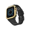 Apple Watch 42mm Uyumlu KR401 Silikon Kordon - Siyah-Gold