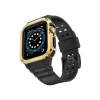 Apple Watch 42mm Uyumlu KR401 Silikon Kordon - Siyah-Gold