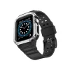 Apple Watch 42mm Uyumlu KR401 Silikon Kordon - Siyah-Gümüş