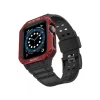 Apple Watch 42mm Uyumlu KR401 Silikon Kordon - Siyah-Kırmızı