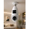 Wi-Fi Çift Lens Ampul Kamera  Akıllı Ev Güvenliği