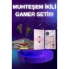 Yeni Nesil Pembe Dokunmatik Ekran Akıllı Saat ve Oyuncu Kulaklığı Kablosuz Bluetooth Kulaklık