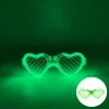 Yeşil Led Işıklı Kalp Gözlük – 3 Modlu Parti  Glow Gözlüğü