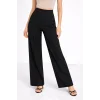 Yüksek Bel Palazzo Pantolon Çima Dikişli Bol Paça Akıcı Kumaş Günlük ve Ofis Şıklığı Kadın - Siyah