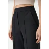 Yüksek Bel Palazzo Pantolon Çima Dikişli Bol Paça Akıcı Kumaş Günlük ve Ofis Şıklığı Kadın - Siyah