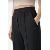 Yüksek Bel Palazzo Pantolon Çima Dikişli Bol Paça Akıcı Kumaş Günlük ve Ofis Şıklığı Kadın - Siyah