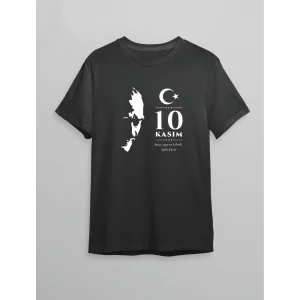 10 Kasım Atatürk Baskılı T-shirt - Siyah