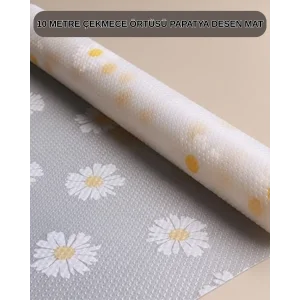 10 Metre Papatya Desenli Kaymaz Çok Amaçlı Dolap İçi Örtü