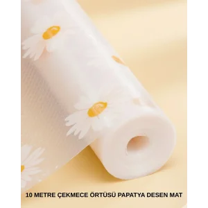 10 Metre Papatya Desenli Kaymaz Dolap ve Çekmece İçi Mat