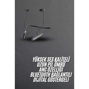 100 Saat Bluetooth Kulaklık Dijital Göstergeli ANC Özelliği Kablolu