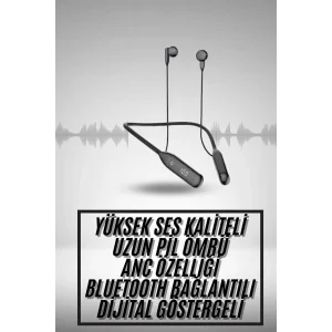 100 Saat Kablolu Boyun Askılı Dijital Göstergeli Bluetooth Kulaklık