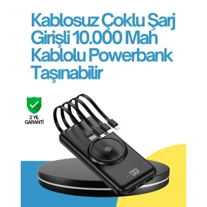 10000mAh Kablosuz ve Hızlı Şarj Destekli Powerbank – Taşınabilir Şarj Gücü