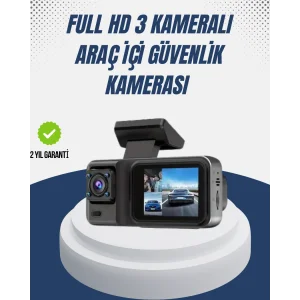 1080P Üç Kameralı Araç Kamerası Wi-Fi Destekli Park Modu ve G-Sensörlü