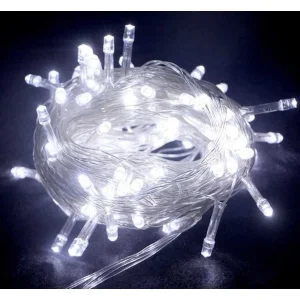 10m 100 Led Boncuk Lamba Beyaz Işık Şeffaf Kablo