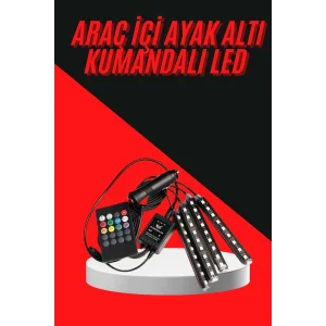 12 Ledli RGB Işıklı Araç Içi Ayak Altı Led Oto Ampul Kumandalı 7 Renk