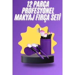 12 Parça Makyaj Fırça Seti Profesyonel Fondöten Allık Far Kontür Fırçası