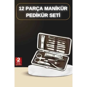 12 Parça Manikür Pedikür Seti Özel Deri Çanta El Ayak Bakımı Akne ve Sivilce Temizleme