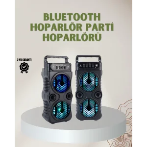 1200 mAh Şarjlı LED Işıklı Bluetooth Hoparlör – FM Radyolu, Hafıza Kart Destekli