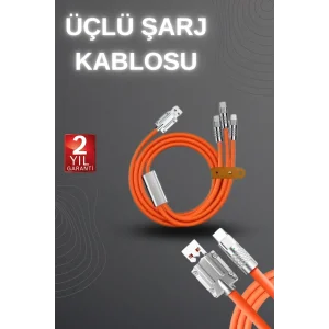 120W Hızlı Şarj Kablosu Turuncu Yüksek Güç Kapasitesi Çoklu Şarj Girişi