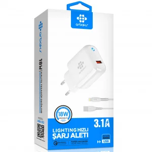 18W Lightning Hızlı Şarj Aleti 3.1A USB Adaptör Arbaks ARB-013