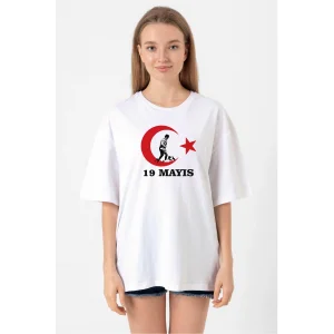 19 Mayıs 20/1 Baskılı T-shirt - Beyaz