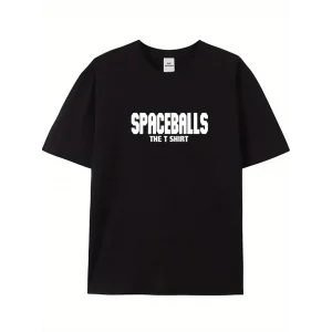 20/1 Penye Compack SPACEBALLS Erkek Baskılı Oversize Bisiklet Yaka Kısa Kol Yazlık T-shirt - Siyah