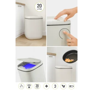 20 Litre Sensörlü Açıp Kapanan Akıllı Teknolojik Çöp Kovası 4 Pil Yanında