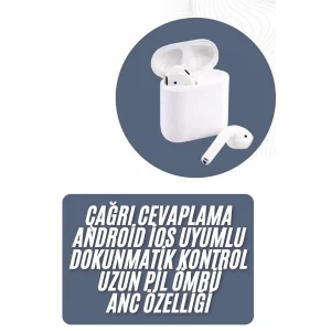 2025 Model Çağrı Cevaplayabilen Bluetooth Kulaklık Beyaz Dokunmatik Kontrol