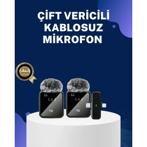 2in1 Kablosuz Yaka Mikrofonu iOS ve Android Uyumlu