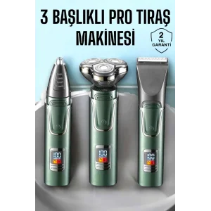 3 Başlıklı Profesyonel Saç ve Sakal Bakım Seti Vücut, Burun ve Kulak Tüy Alma