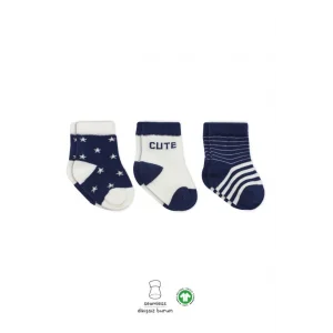 3Lü Penye Cute Stars Soket Çorap BS10115 Lacivert