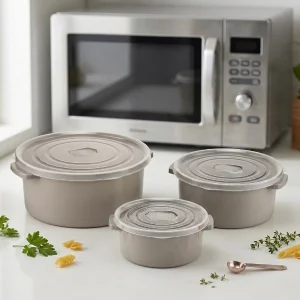 3lü Yuvarlak Mikrodalga Saklama Kabı Seti