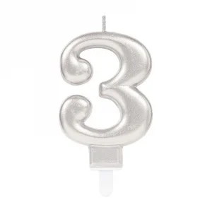 3 Rakam Mum Gümüş Renk