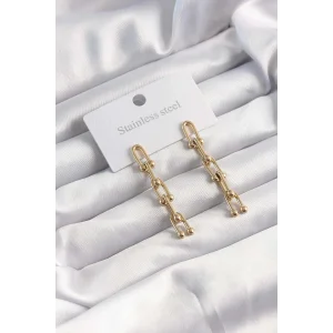 316L Çelik Altın Renk Sallantılı Model Küpe