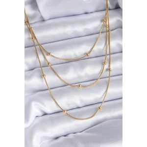 316L Çelik Gold Renk 3lü Minimal Toplu Kadın Kolye