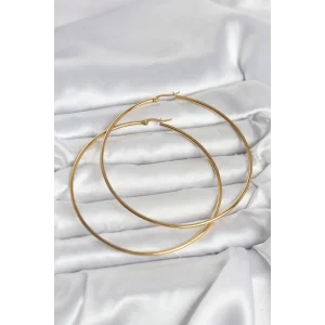 316L Çelik Gold Renk 80 mm Kadın Halka Küpe